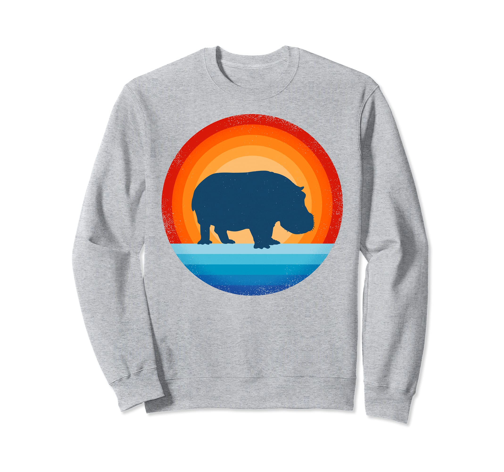 Hippo Hippopotamus 60 70S Sunset Sweatshirt - Unique Graphic for Adults - T-Shirt, Sweatshirt, Hoodie