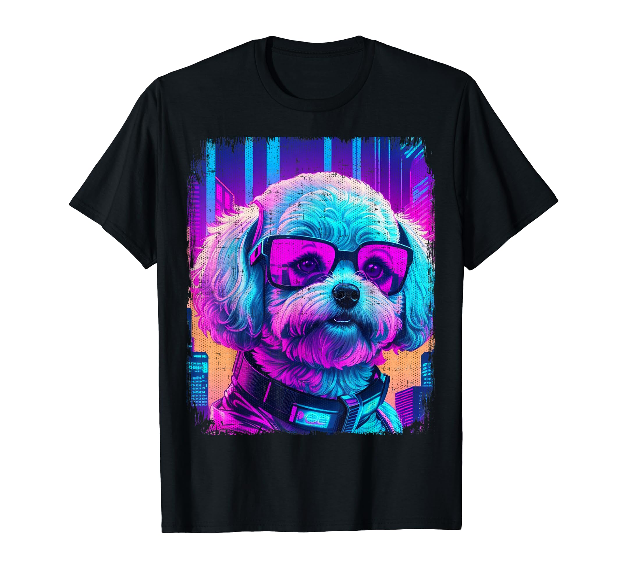 Maltipoo Glasses Disco Vaporwave 80S T-Shirt - Unique Graphic for Adults - T-Shirt, Sweatshirt, Hoodie