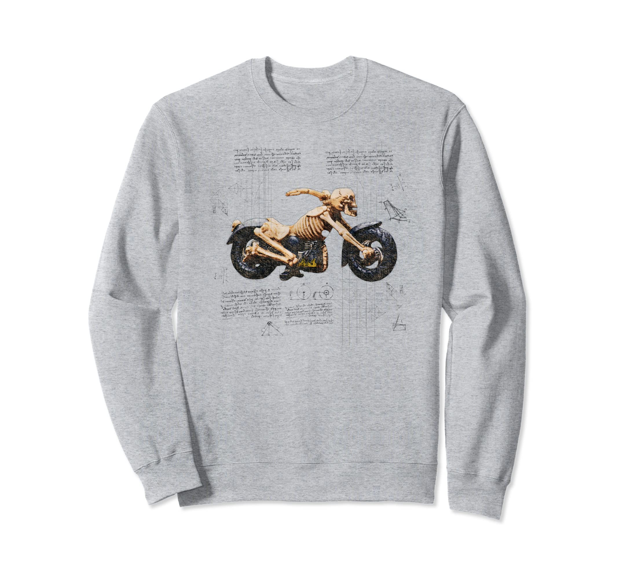 Skeleton Bike Motorcycle Blueprint Sweatshirt - Trendy Graphic for Adults - T-Shirt, Sweatshirt, Hoodie