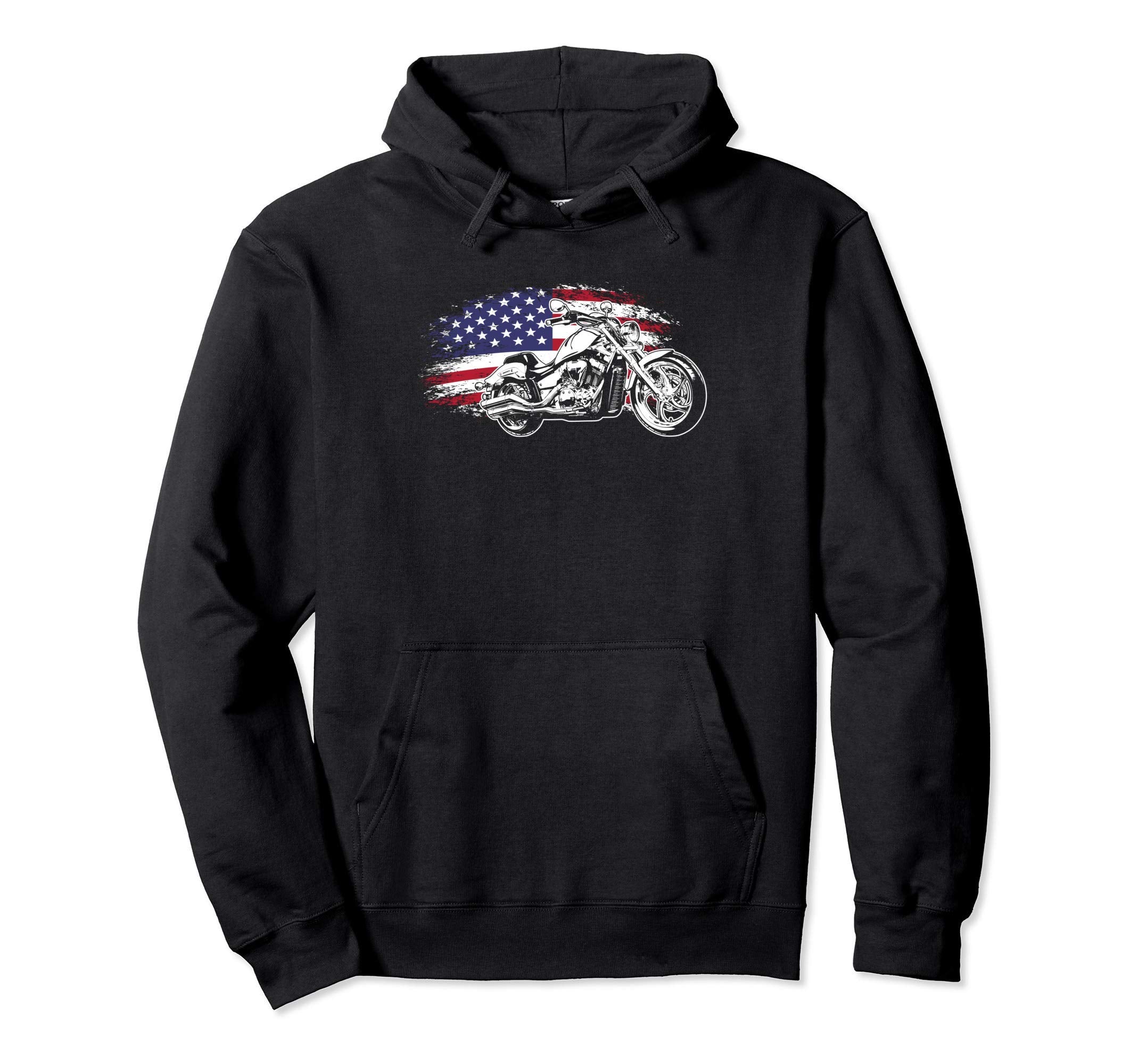Patriotic American Flag Biker Usa Funny Hoodie - Novelty Apparel Unisex - T-Shirt, Sweatshirt, Hoodie
