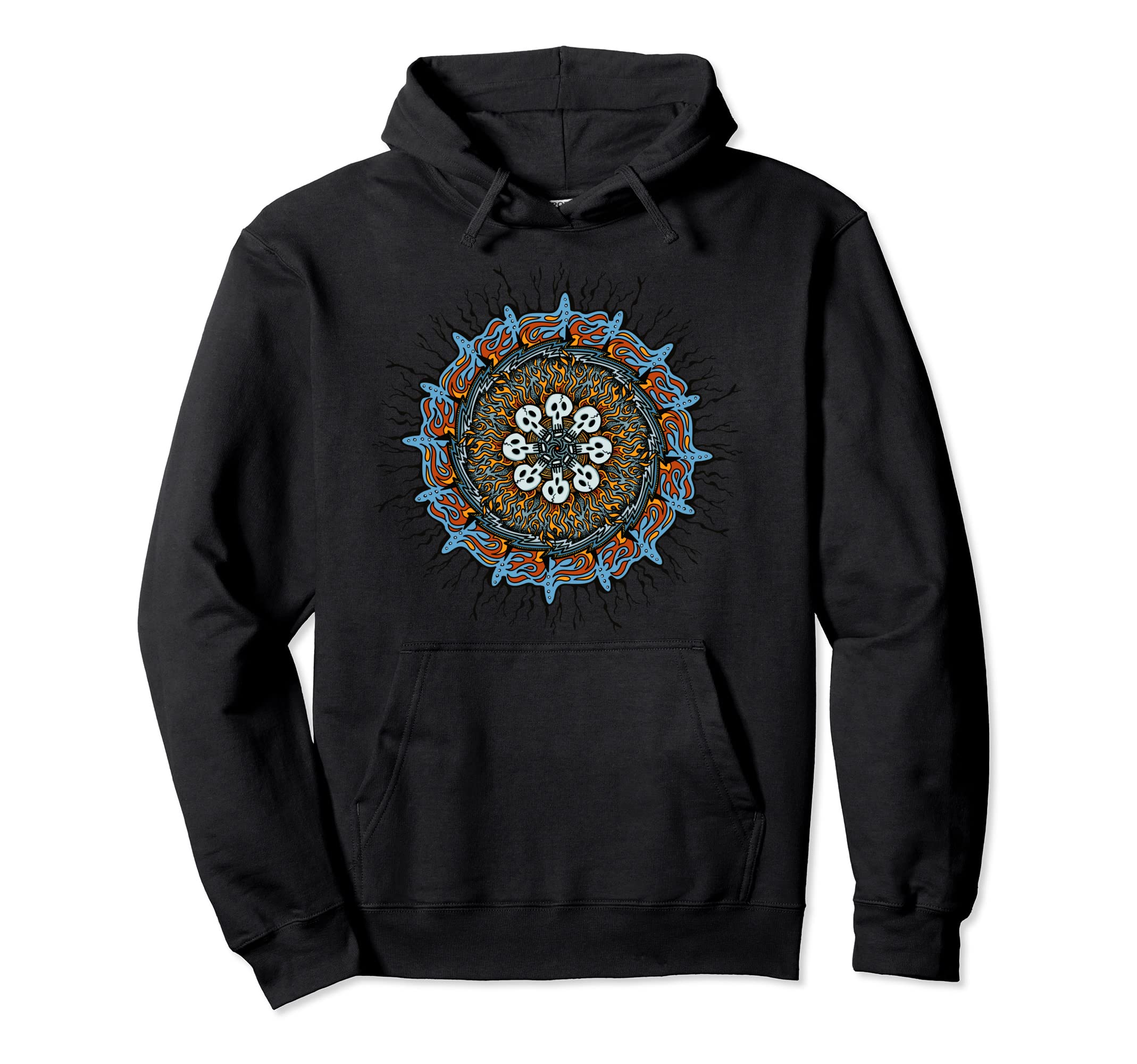 Skulls And Fire Mandala Yoga Meditation And Hoodie - Graphic Print Unisex - T-Shirt, Sweatshirt, Hoodie