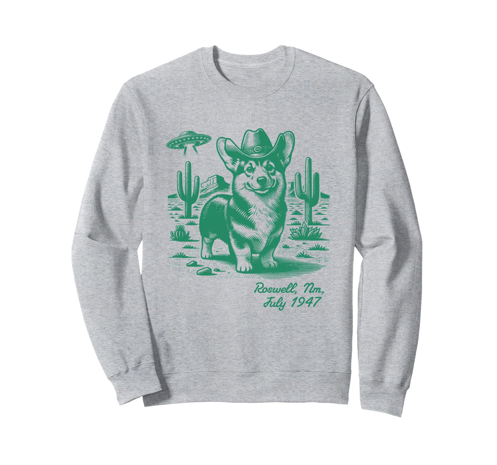 Corgi Cowboy Cowgirl Ufo Western Sweatshirt - Aesthetic Graphic Men Women - T-Shirt, Sweatshirt, Hoodie