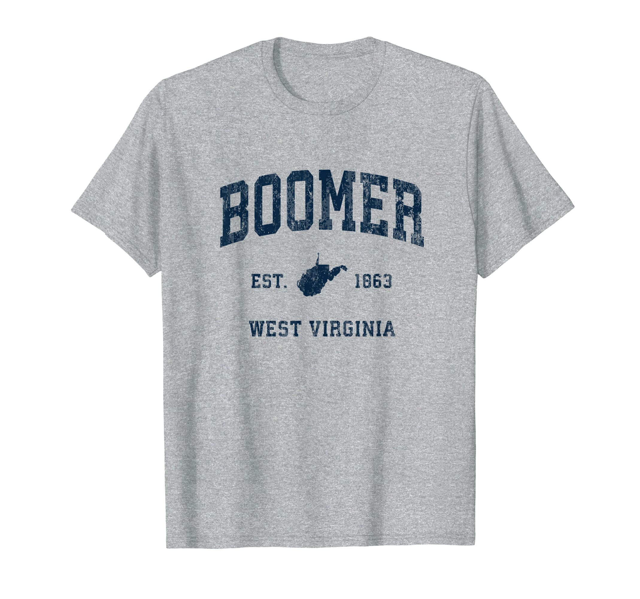 Boomer West Virginia Wv Athletic Navy T-Shirt - Graphic Print for Adults - T-Shirt, Sweatshirt, Hoodie