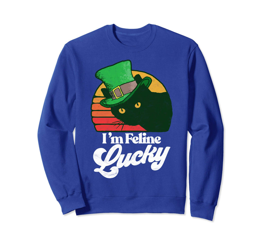 Feline Lucky St Patricks Day Funny Sweatshirt - Streetwear Style Unisex - T-Shirt, Sweatshirt, Hoodie