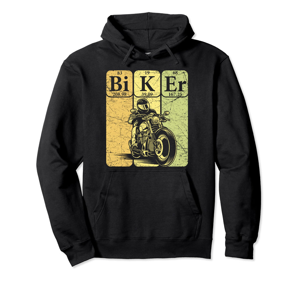 Biker Periodic Table Elements Hoodie - Aesthetic Graphic for Adults - T-Shirt, Sweatshirt, Hoodie