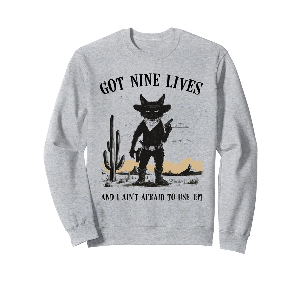 Cowboy Outlaw Cat Western Sweatshirt - Casual Everyday Wear Men Women - T-Shirt, Sweatshirt, Hoodie