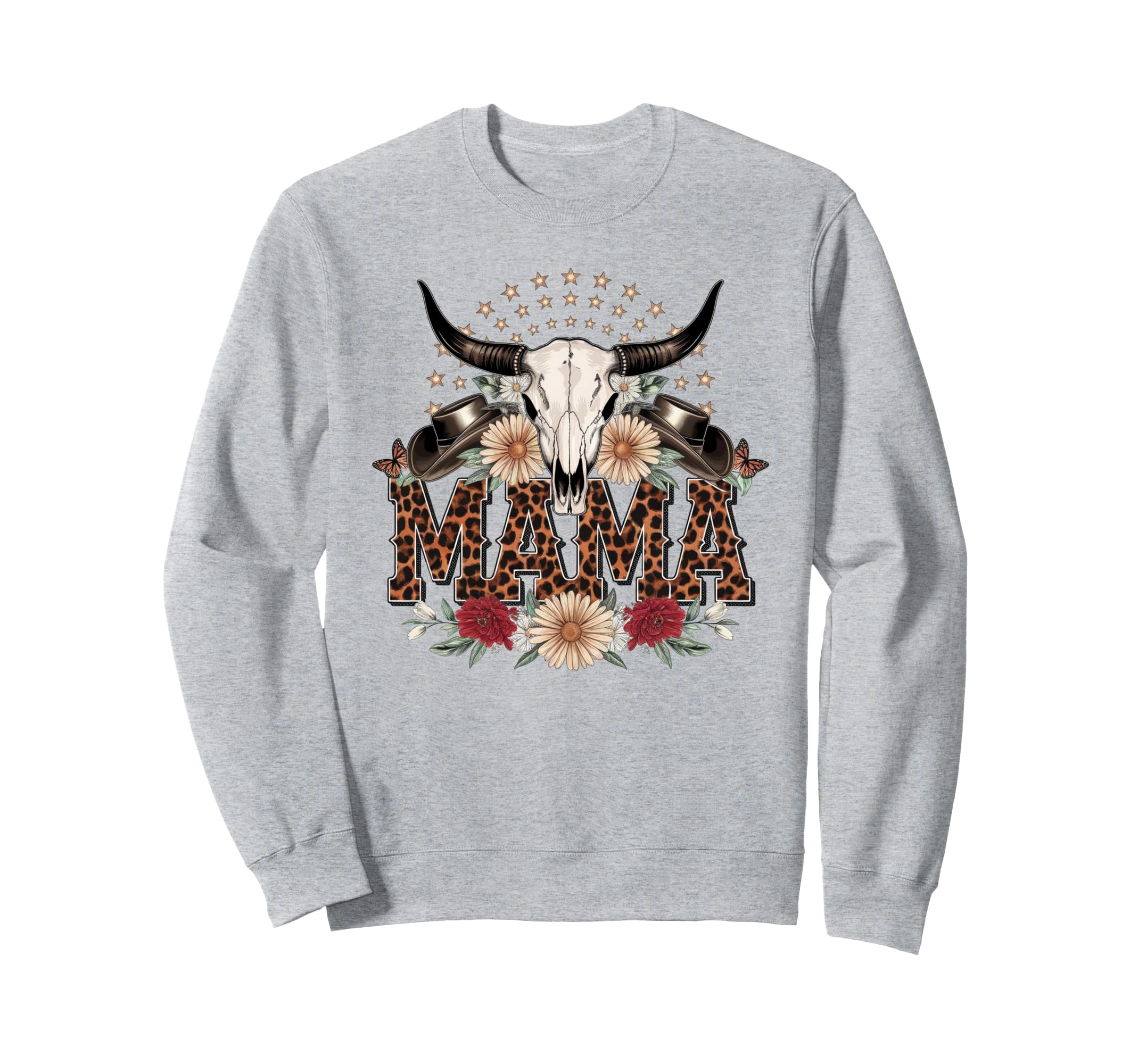 Mama Western Groovy Cow Skull Sweatshirt - Aesthetic Graphic for Adults - T-Shirt, Sweatshirt, Hoodie