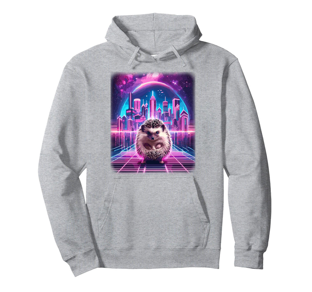 Synthwave Aesthetic Hedgehog Lover Stuff Hoodie - Minimalist Print Unisex - T-Shirt, Sweatshirt, Hoodie