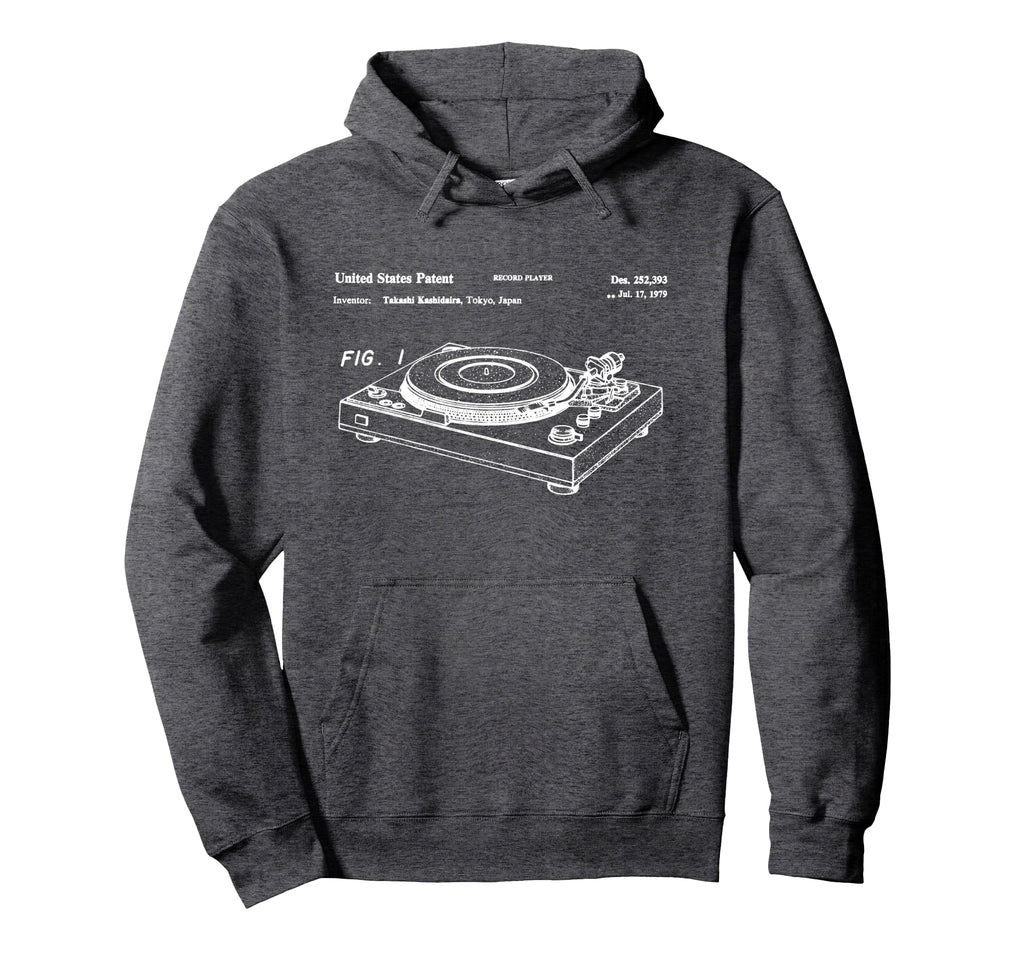 Vinyl Record Player Patent Blueprint Hoodie - Custom Art Print for Adults - T-Shirt, Sweatshirt, Hoodie