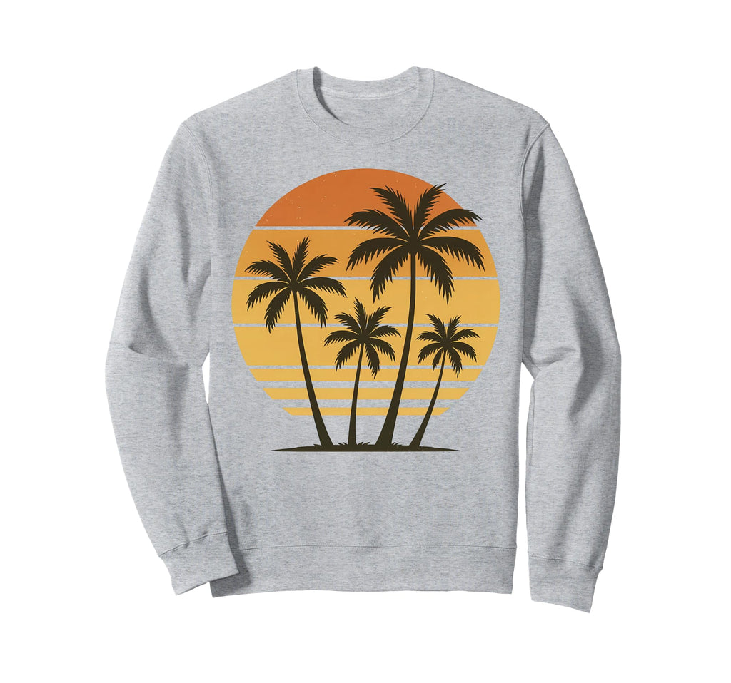70S Sunset Palm Trees Tropical Beach Sweatshirt - Novelty Apparel Men Women - T-Shirt, Sweatshirt, Hoodie