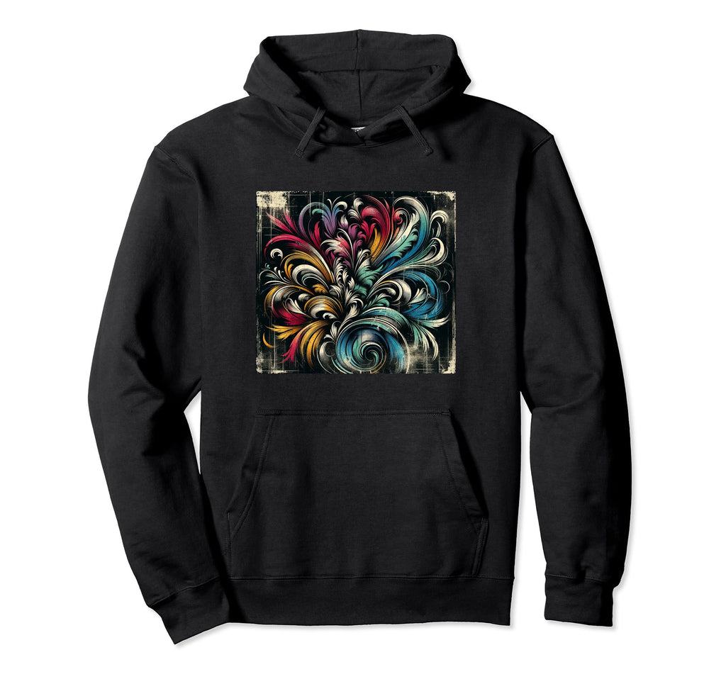 Distressed Abstract Feather Hoodie - Minimalist Print Unisex - T-Shirt, Sweatshirt, Hoodie