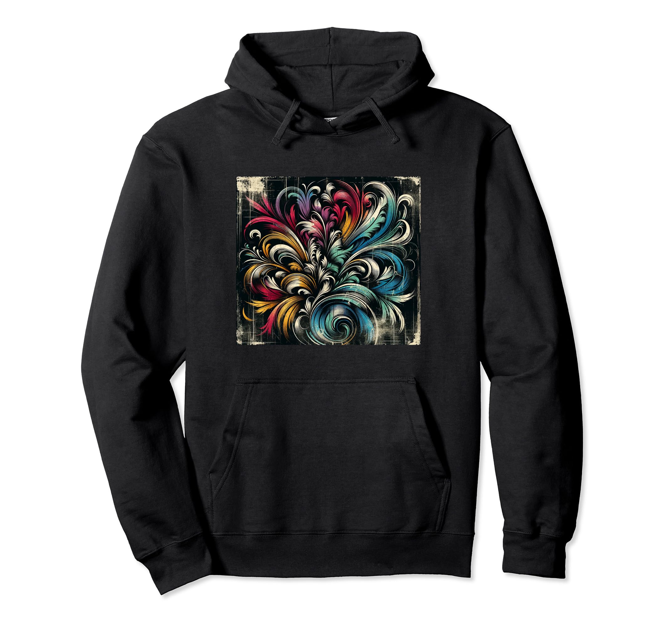 Distressed Abstract Feather Hoodie - Minimalist Print Unisex - T-Shirt, Sweatshirt, Hoodie