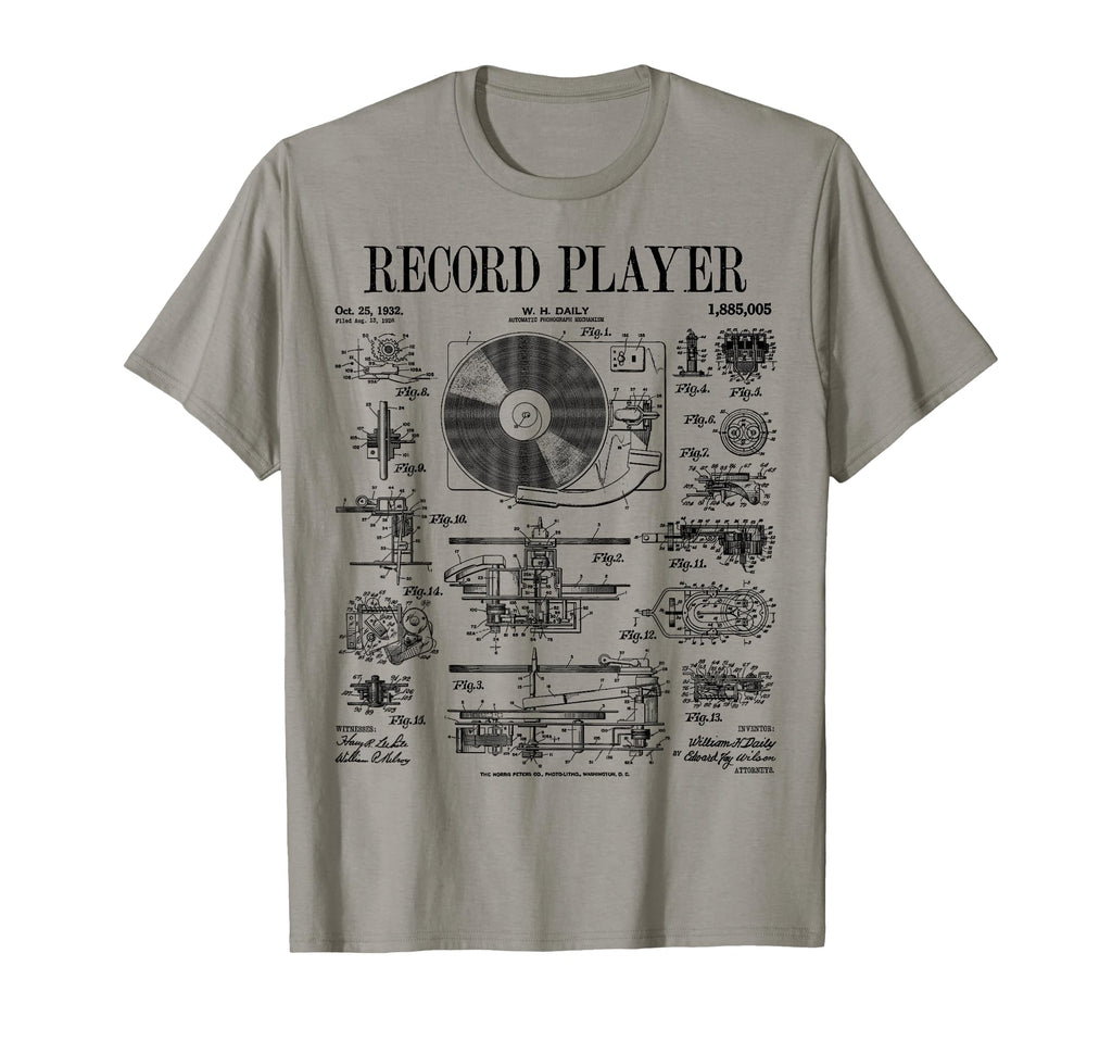 Vinyl Record Player Patent Dj T-Shirt - Casual Everyday Wear Men Women - T-Shirt, Sweatshirt, Hoodie