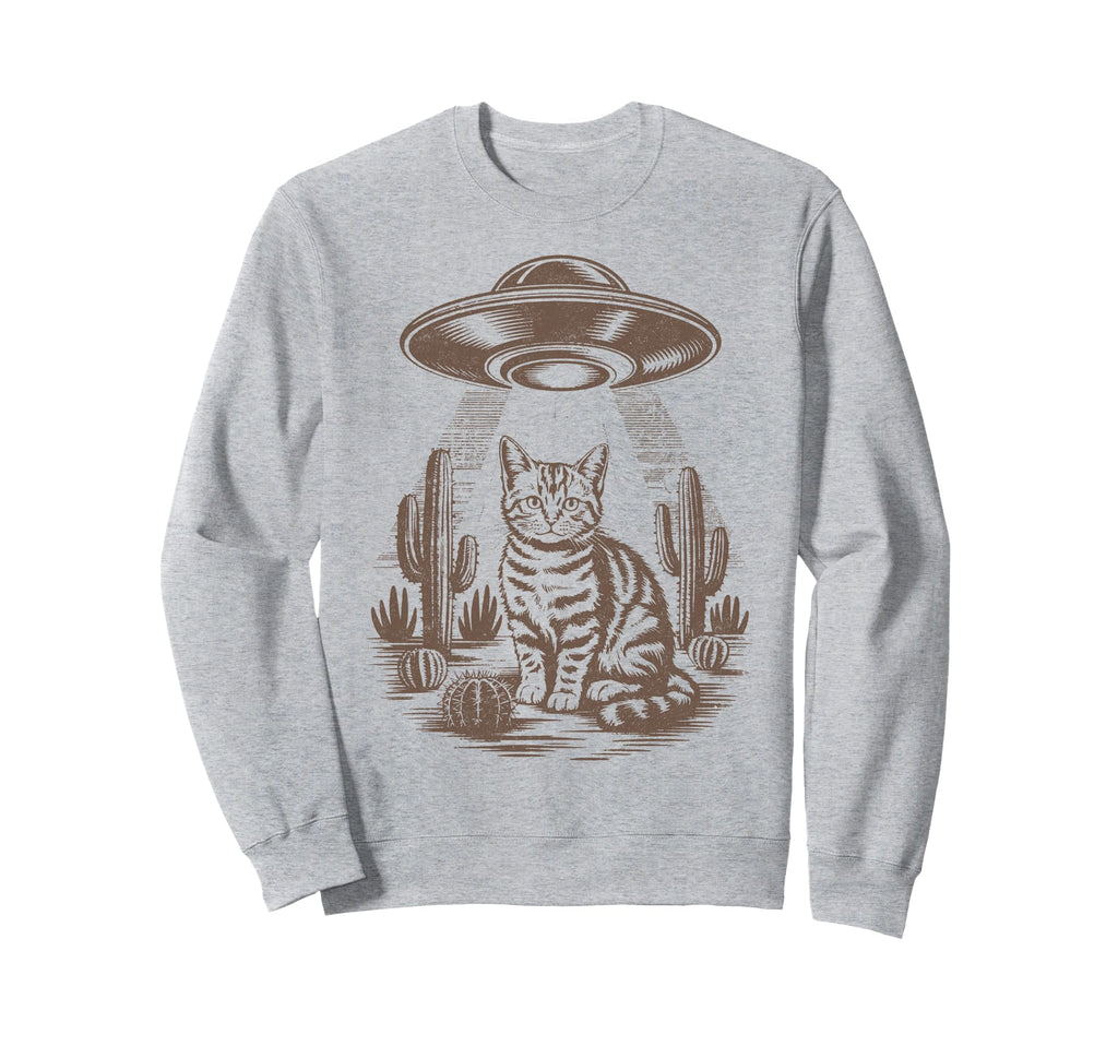 Funny Cat Western Ufo Cowboy Cat Sweatshirt - Aesthetic Graphic for Adults - T-Shirt, Sweatshirt, Hoodie
