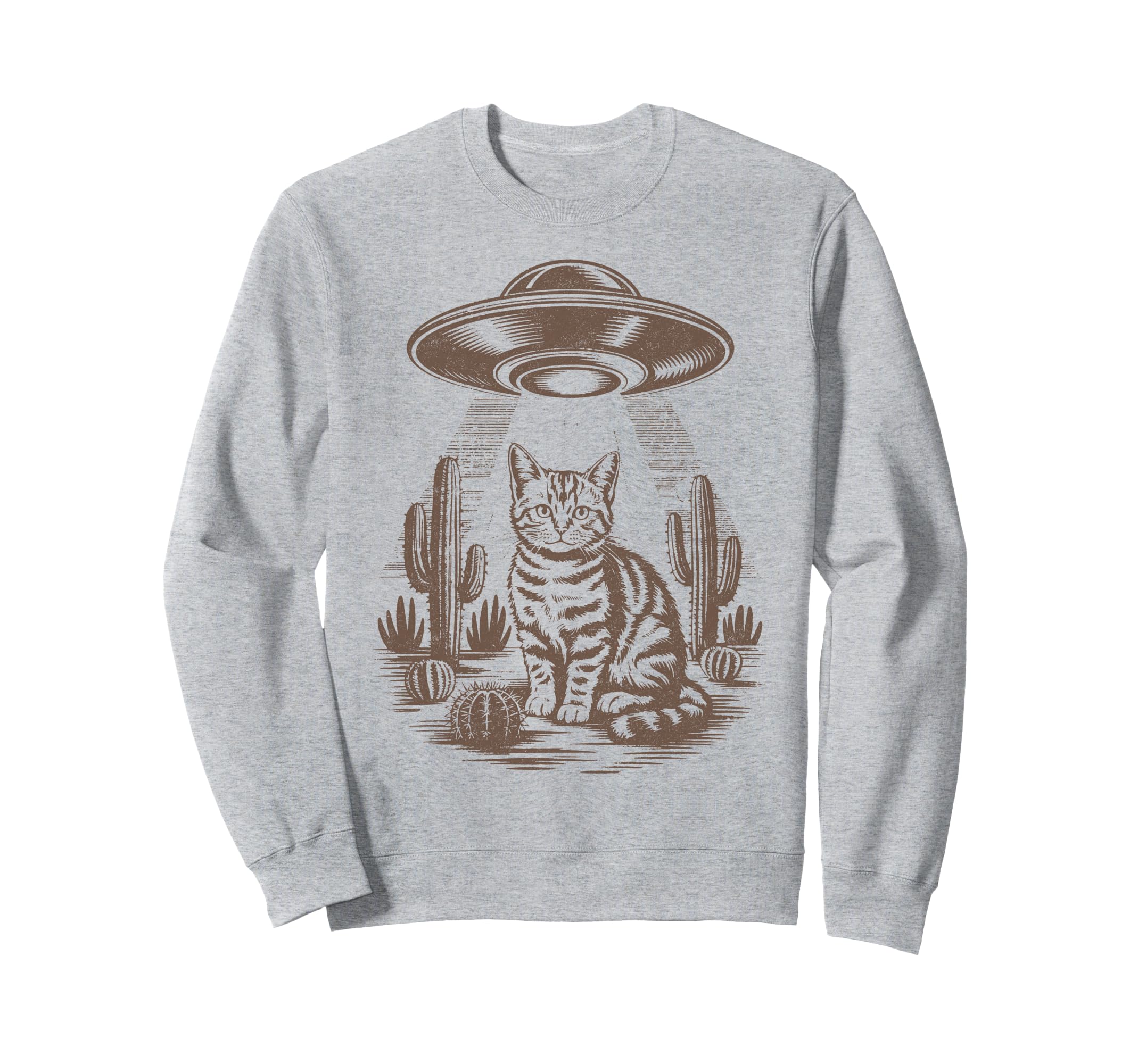Funny Cat Western Ufo Cowboy Cat Sweatshirt - Aesthetic Graphic for Adults - T-Shirt, Sweatshirt, Hoodie