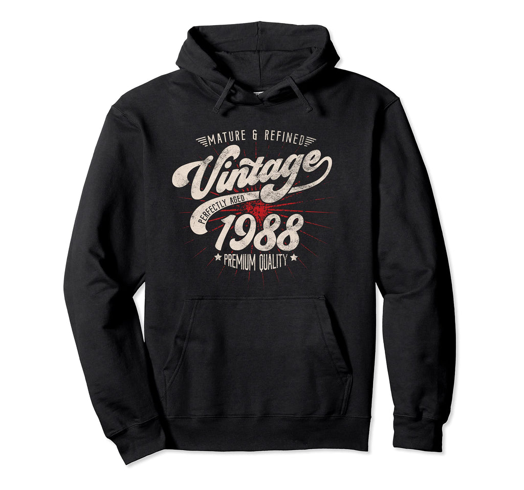 Mature And Refined 1988 Birthday Distressed Hoodie - Unique Graphic Unisex - T-Shirt, Sweatshirt, Hoodie
