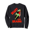Zombie Pin Up Halloween Beauty Brains Sweatshirt - Trendy Graphic Unisex - T-Shirt, Sweatshirt, Hoodie