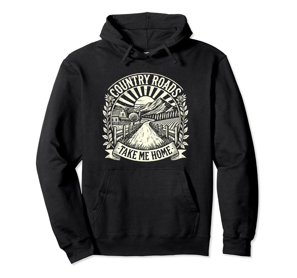 Country Roads Take Me Home Cowboy Hoodie - Novelty Apparel for Adults - T-Shirt, Sweatshirt, Hoodie