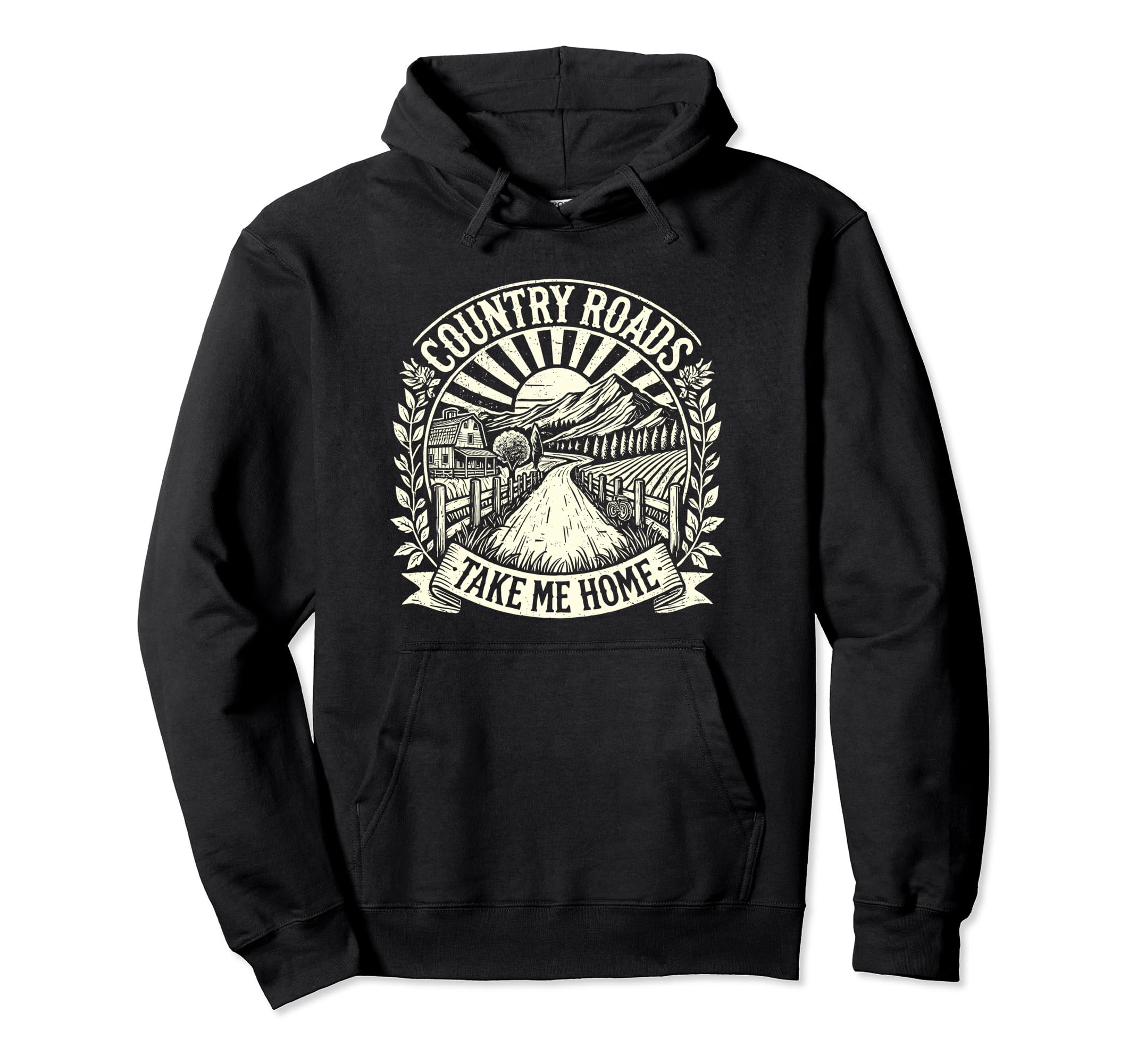 Country Roads Take Me Home Cowboy Hoodie - Novelty Apparel for Adults - T-Shirt, Sweatshirt, Hoodie