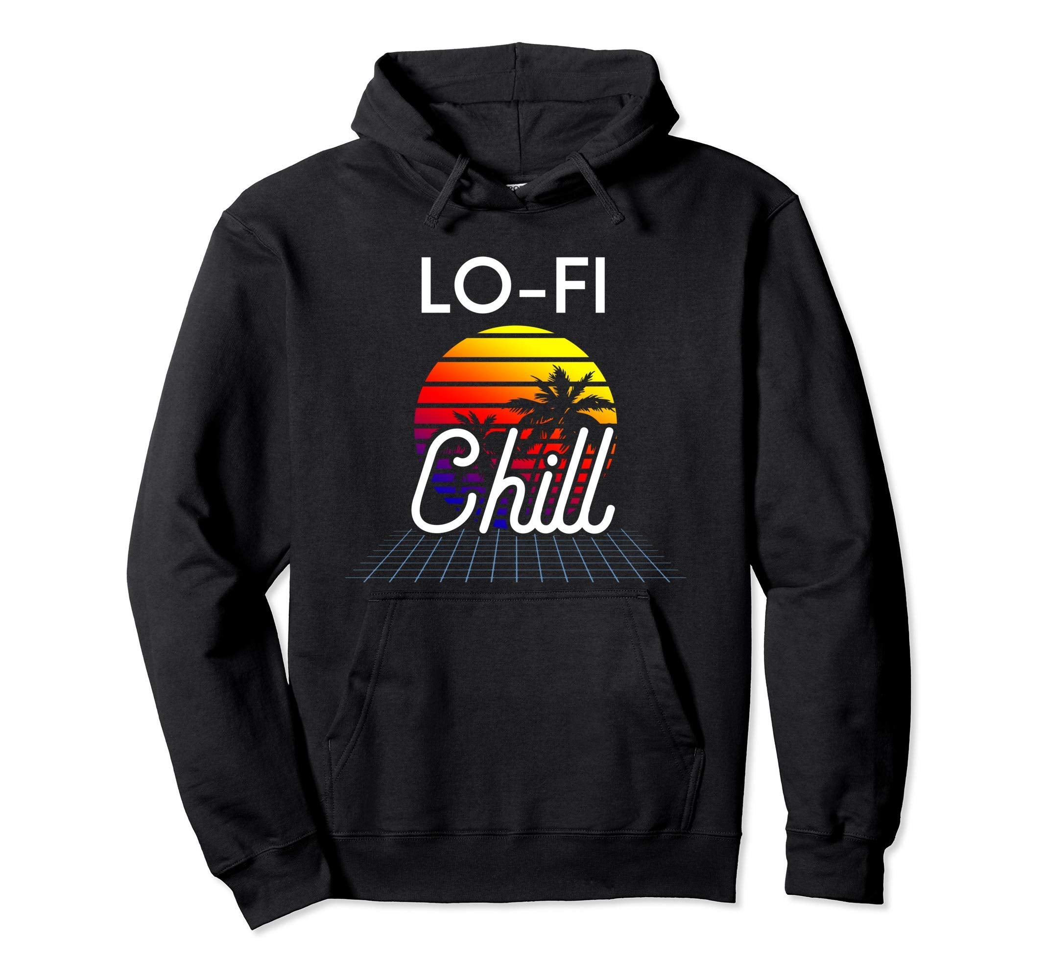 Lo Fi Chill Hop Sunset Outrun Hoodie - Aesthetic Graphic for Adults - T-Shirt, Sweatshirt, Hoodie