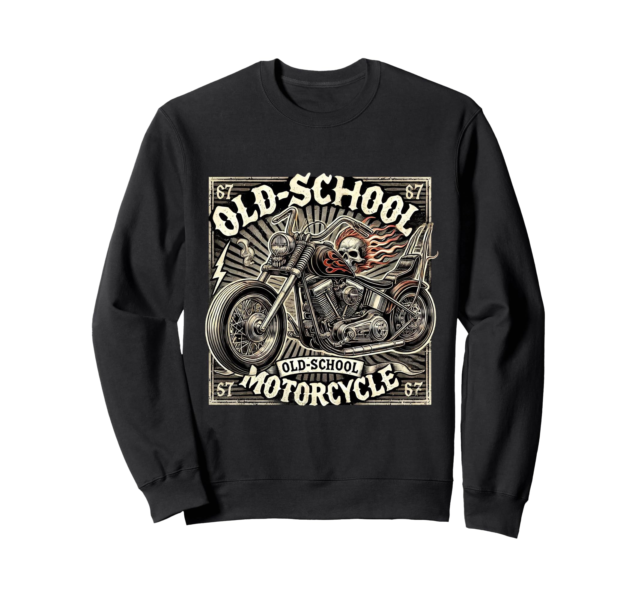 Old School Motorcycle Sweatshirt - Graphic Print for Adults - T-Shirt, Sweatshirt, Hoodie