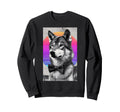 Funny Wolf Bow Tie 80S Synthwave Sweatshirt - Streetwear Style for Adults - T-Shirt, Sweatshirt, Hoodie
