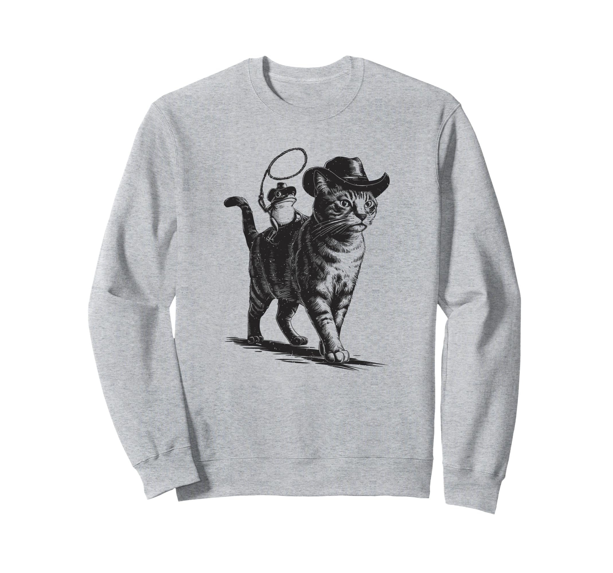 Cowboy Cat And Frog Western Theme 90S Sweatshirt - Unique Graphic Unisex - T-Shirt, Sweatshirt, Hoodie