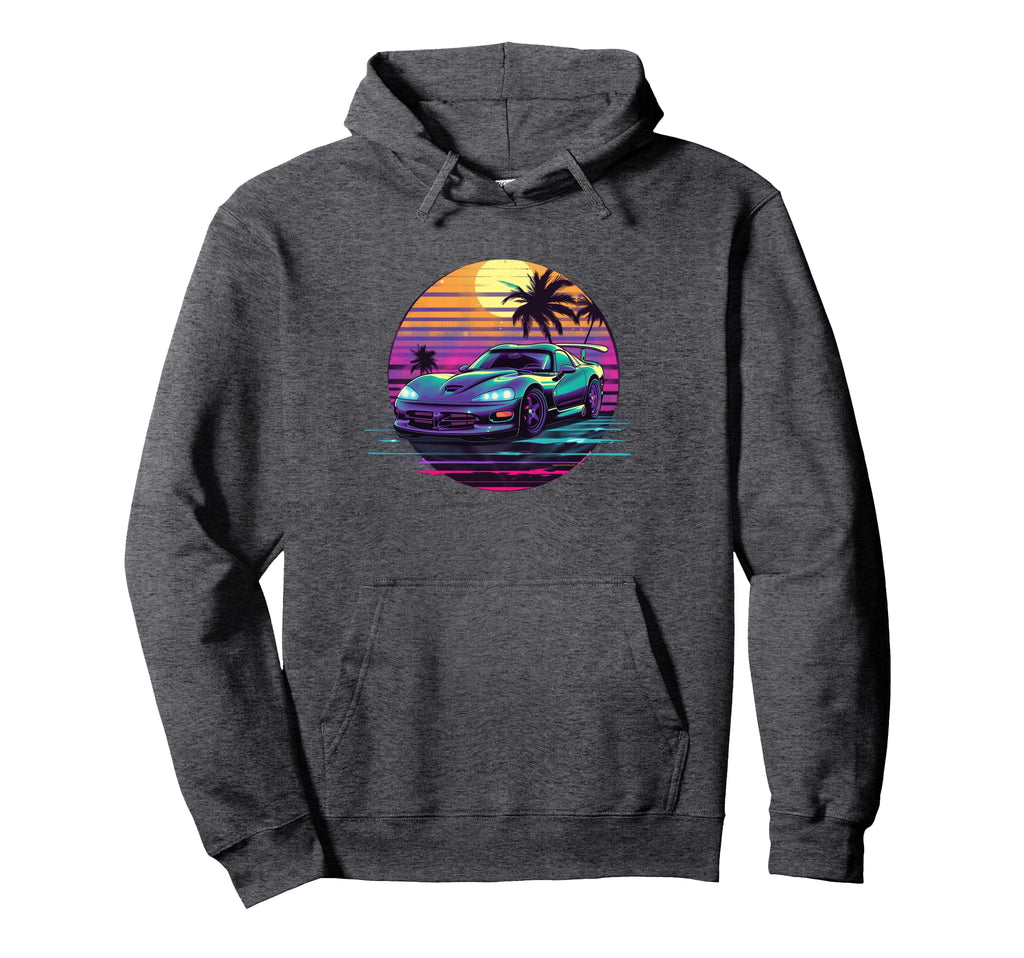 Synthwave Sports Car Race Car Guy Hoodie - Aesthetic Graphic Men Women - T-Shirt, Sweatshirt, Hoodie