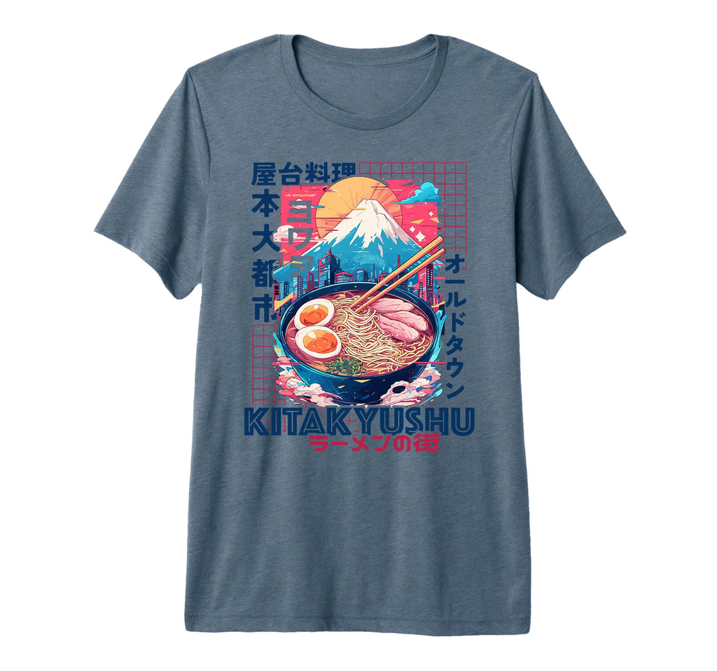 Kitakyushu City 80S Synthwave Ramen Bowl T-Shirt - Novelty Apparel Unisex - T-Shirt, Sweatshirt, Hoodie