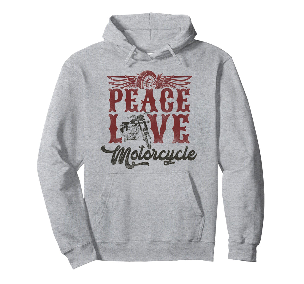 Motorcycle Biker Female Peace Love Hoodie - Fun Novelty Design Men Women - T-Shirt, Sweatshirt, Hoodie