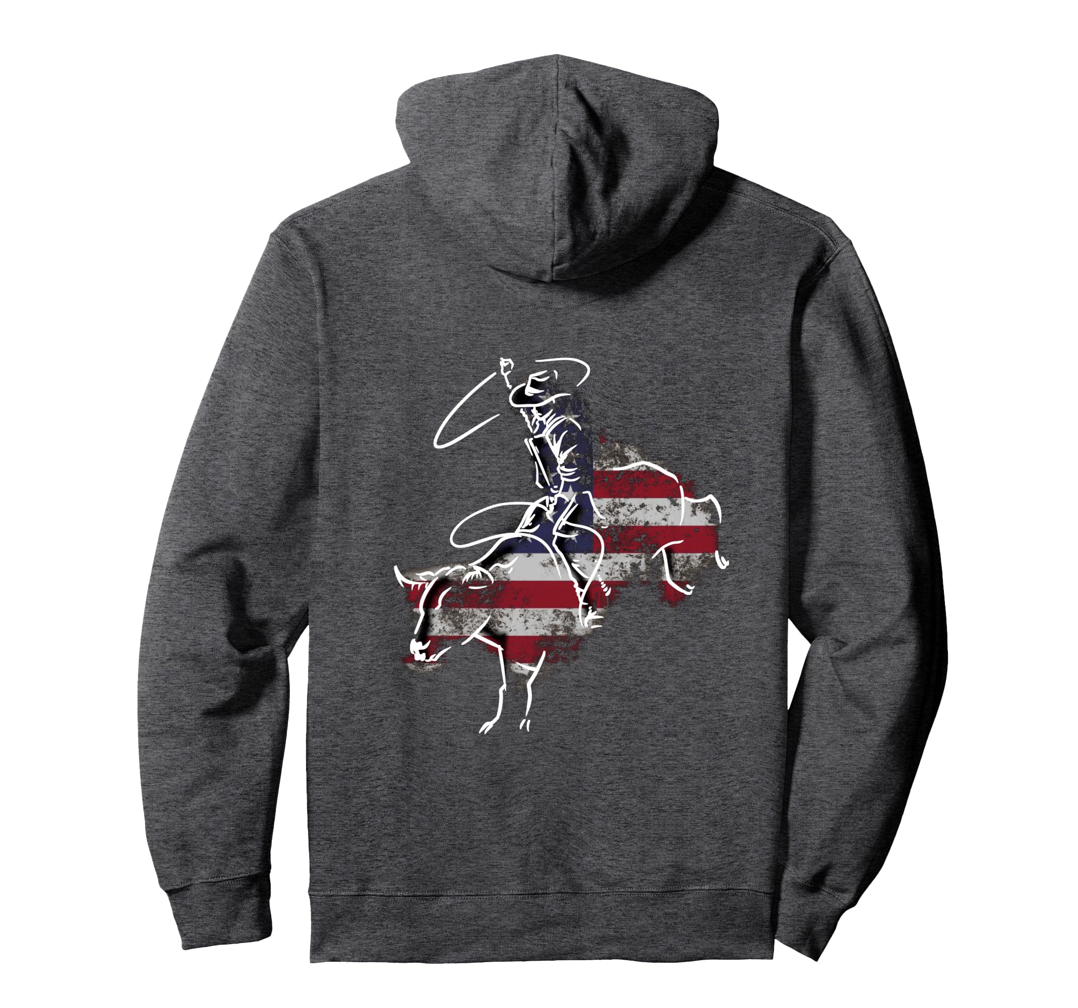 American Rodeo Bull Riding Grunge Usa Flag Hoodie - Graphic Print Men Women - T-Shirt, Sweatshirt, Hoodie