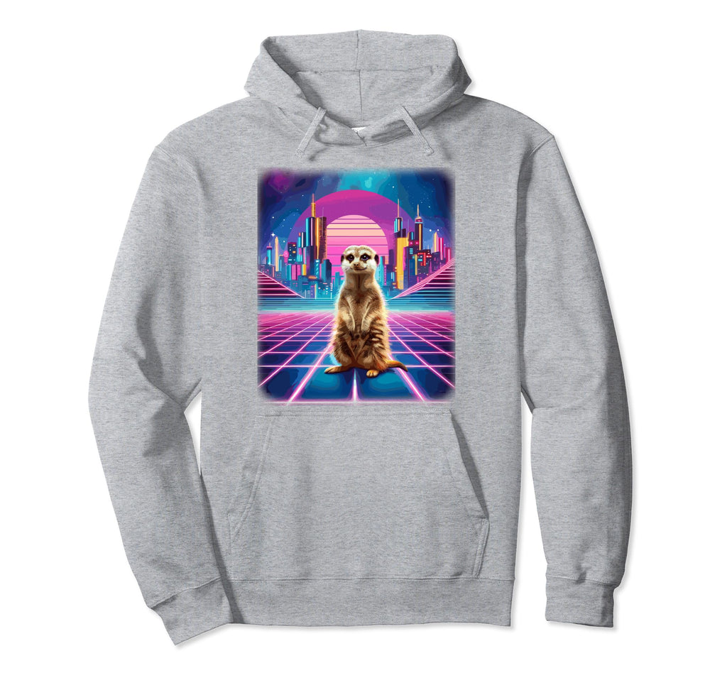 Synthwave Aesthetic Meerkat Lover 80S Hoodie - Minimalist Print for Adults - T-Shirt, Sweatshirt, Hoodie