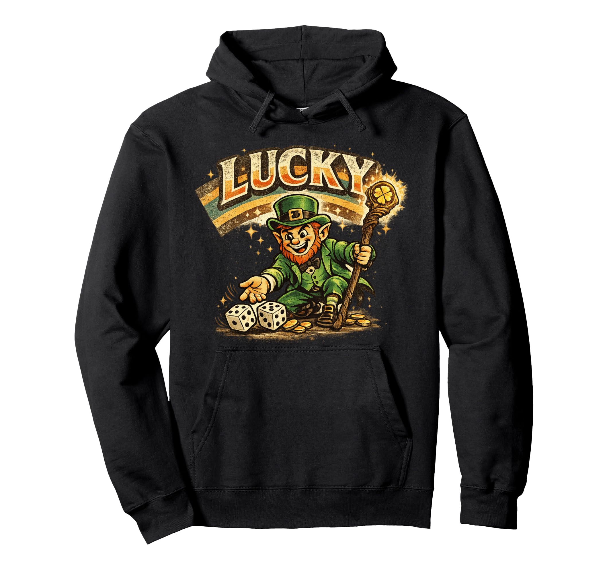 Lucky Leprechaun Good Luck Dice Hoodie - Unique Graphic for Adults - T-Shirt, Sweatshirt, Hoodie