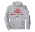 Music Is Life Banjo Tree Distressed Hoodie - Unique Graphic Men Women - T-Shirt, Sweatshirt, Hoodie