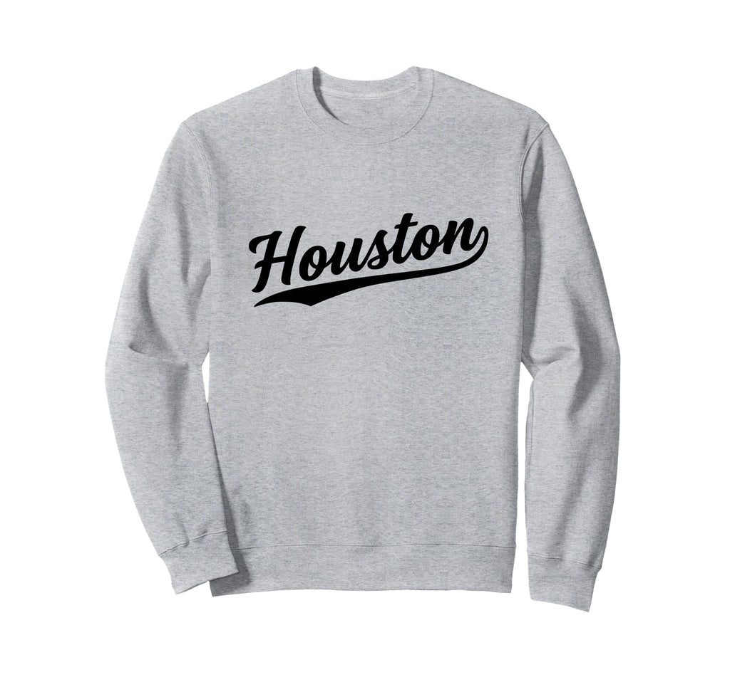 Houston Texas Script 1970S Black Sweatshirt - Custom Art Print Men Women - T-Shirt, Sweatshirt, Hoodie