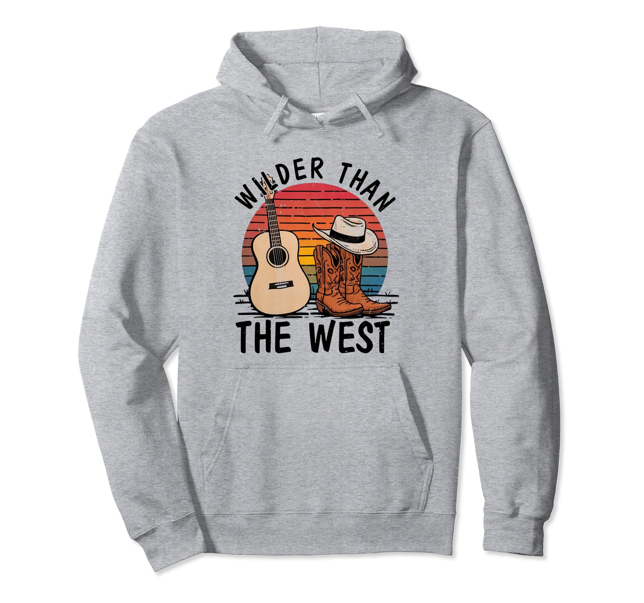 Wilder Than West Cowboy Boots Hat Hoodie - Unique Graphic for Adults - T-Shirt, Sweatshirt, Hoodie