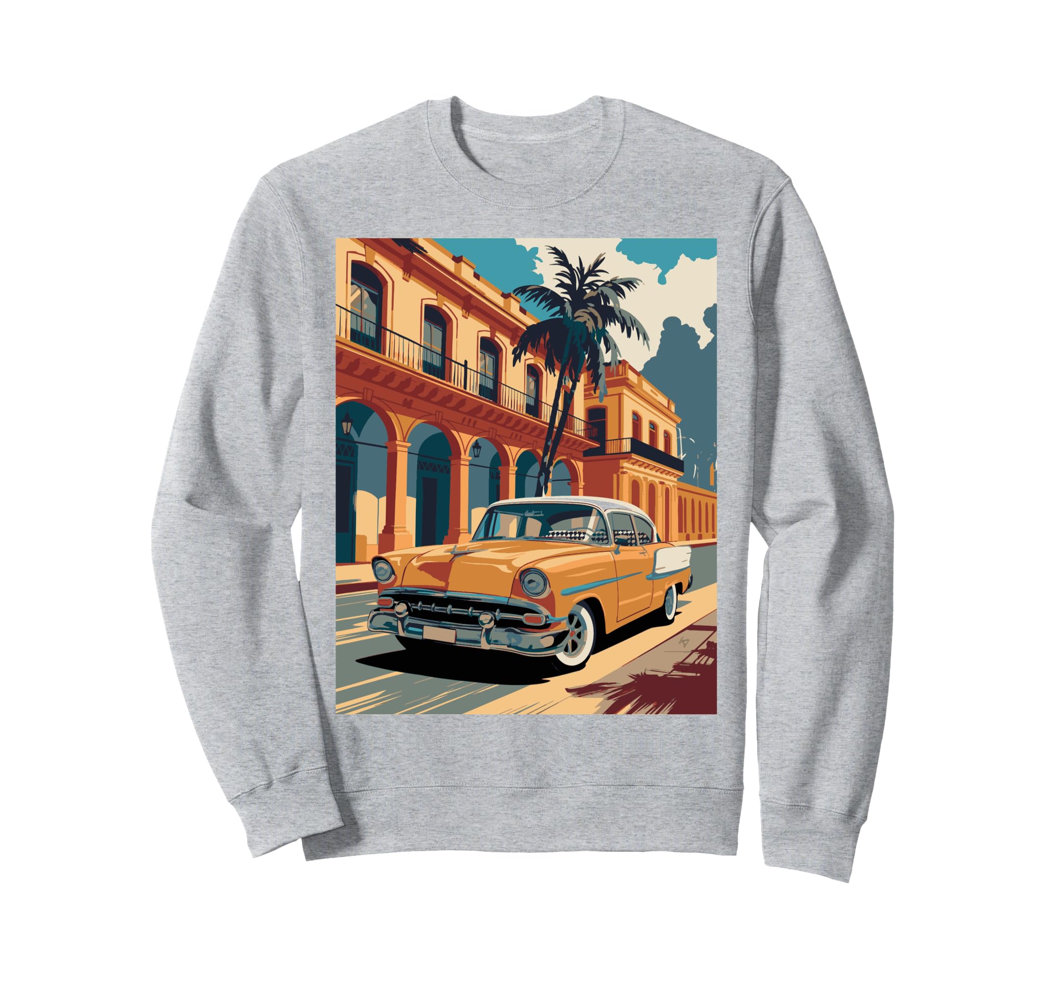 Auto And Palm City Scene Sweatshirt - Fun Novelty Design Men Women - T-Shirt, Sweatshirt, Hoodie
