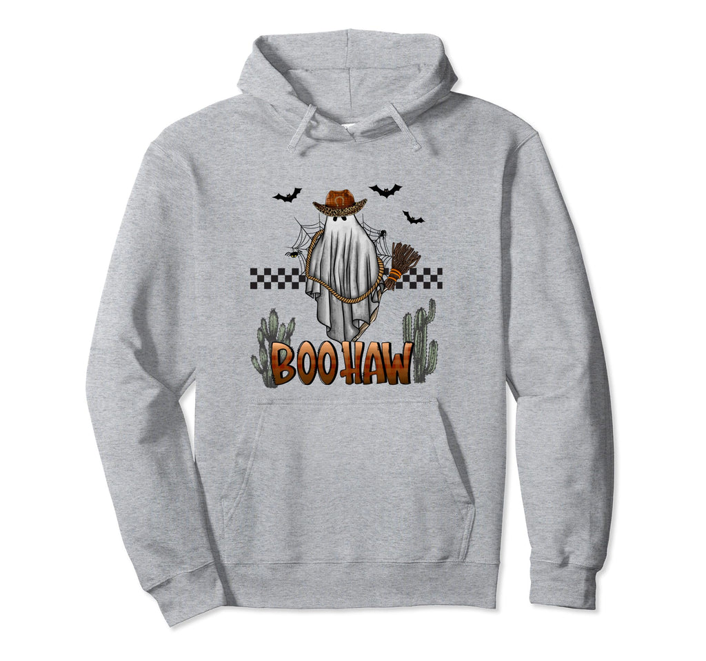 Boo Haw Western Cowboy Halloween Ghost Hoodie - Casual Everyday Wear Unisex - T-Shirt, Sweatshirt, Hoodie
