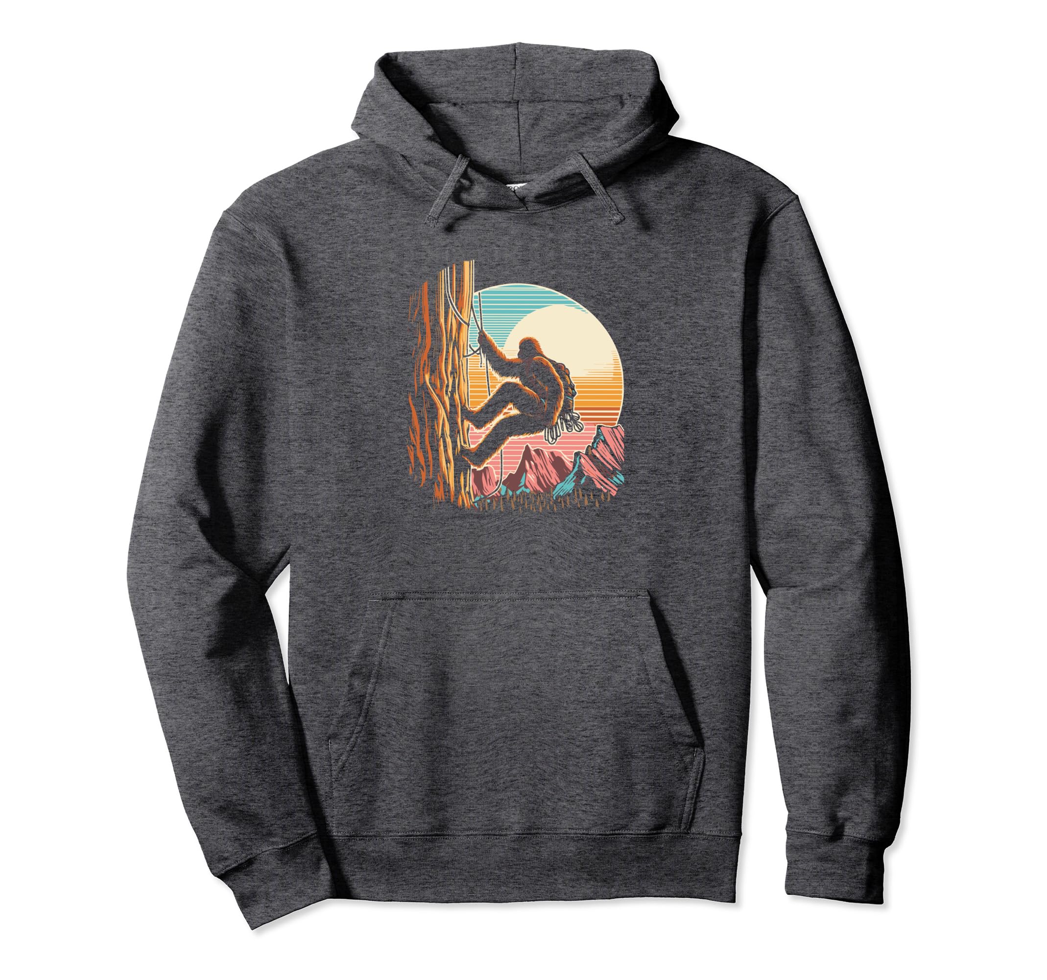Synthwave Eighties Rock Climber Bigfoot Hoodie - Trendy Graphic Unisex - T-Shirt, Sweatshirt, Hoodie
