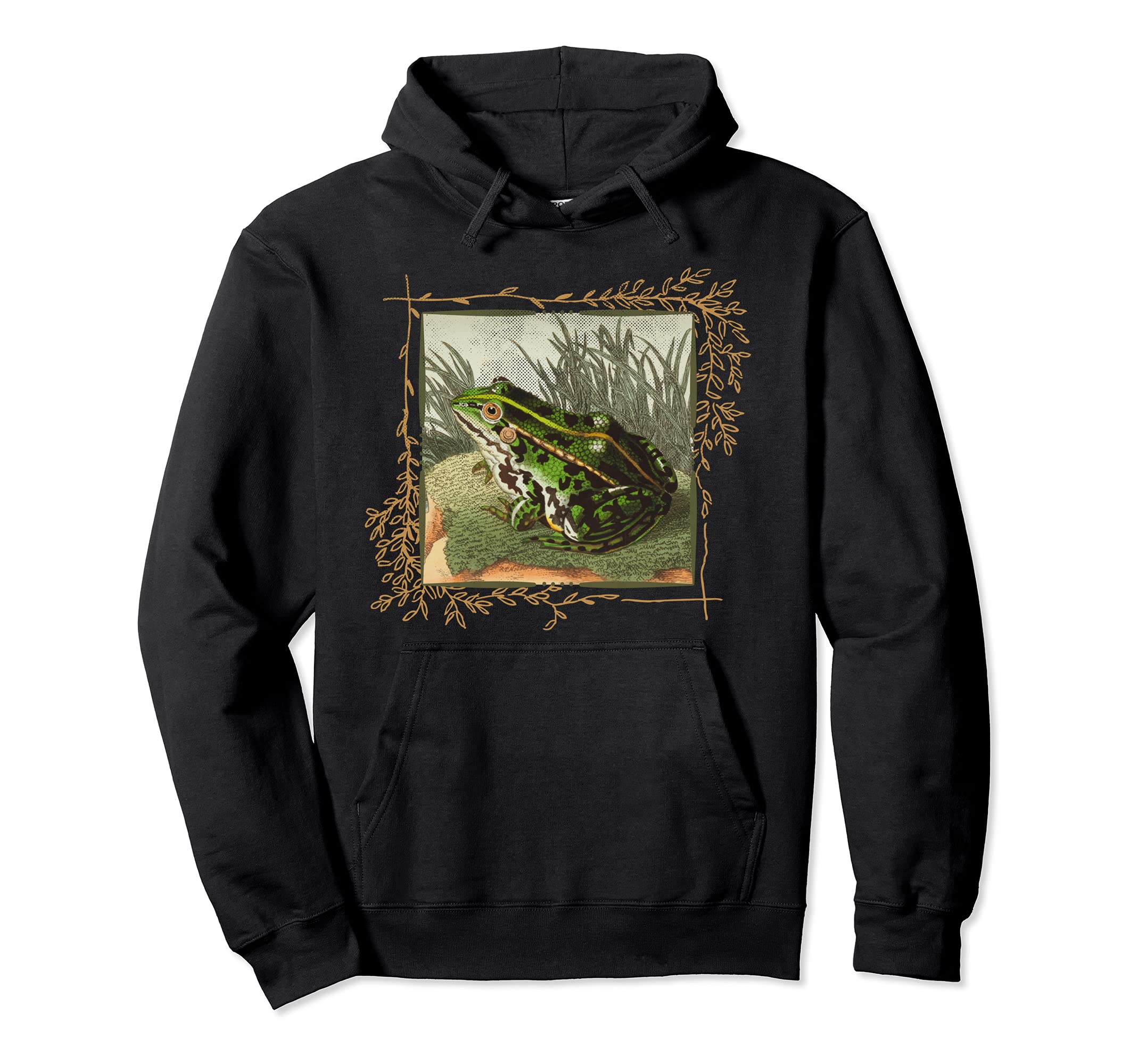 Nature Vibes Frog Dark Academia Hoodie - Aesthetic Graphic for Adults - T-Shirt, Sweatshirt, Hoodie