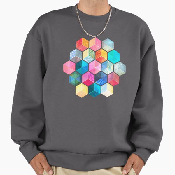 Crystal Bohemian Honeycomb Cubes colorful hexagon - Adult & Kids T-Shirts, Sweatshirts & Hoodies apparel design preview 1