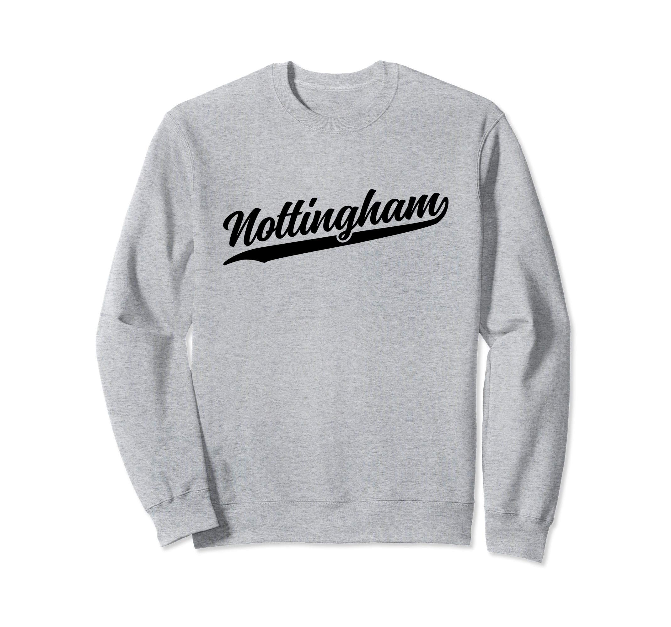 Nottingham England Cursive 1970S Sweatshirt - Aesthetic Graphic for Adults - T-Shirt, Sweatshirt, Hoodie