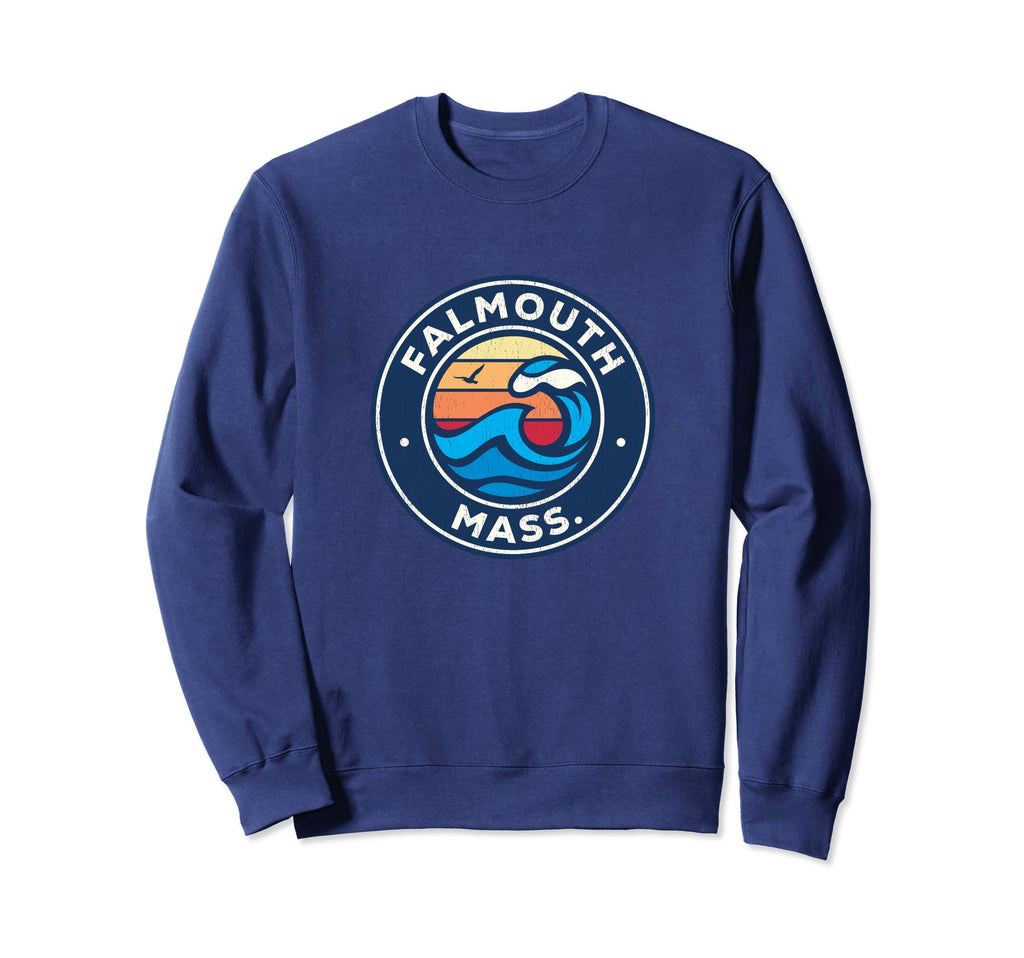 Falmouth Massachusetts Ma Nautical Waves Sweatshirt - Unique Graphic Unisex - T-Shirt, Sweatshirt, Hoodie