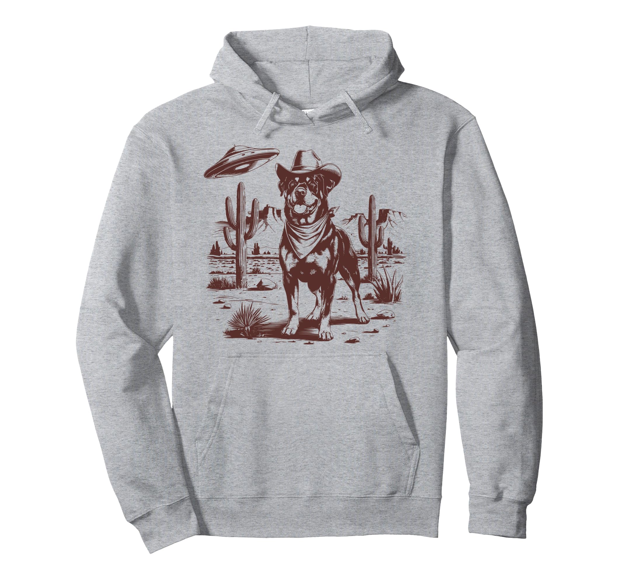 Rottweiler Ufo Western Alien 90S Cowboy Hoodie - Novelty Apparel Men Women - T-Shirt, Sweatshirt, Hoodie