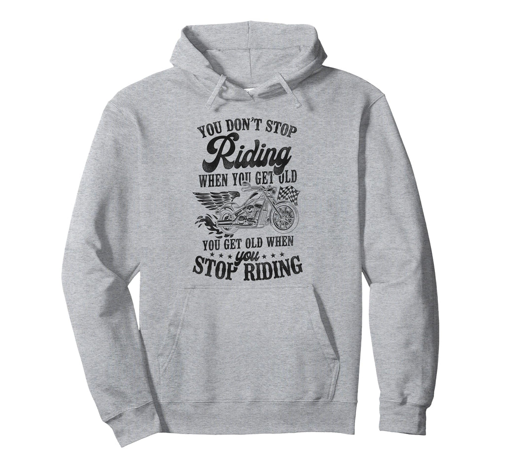 Motorcycle Biker Retired Grandpa Grandma Hoodie - Graphic Print Men Women - T-Shirt, Sweatshirt, Hoodie