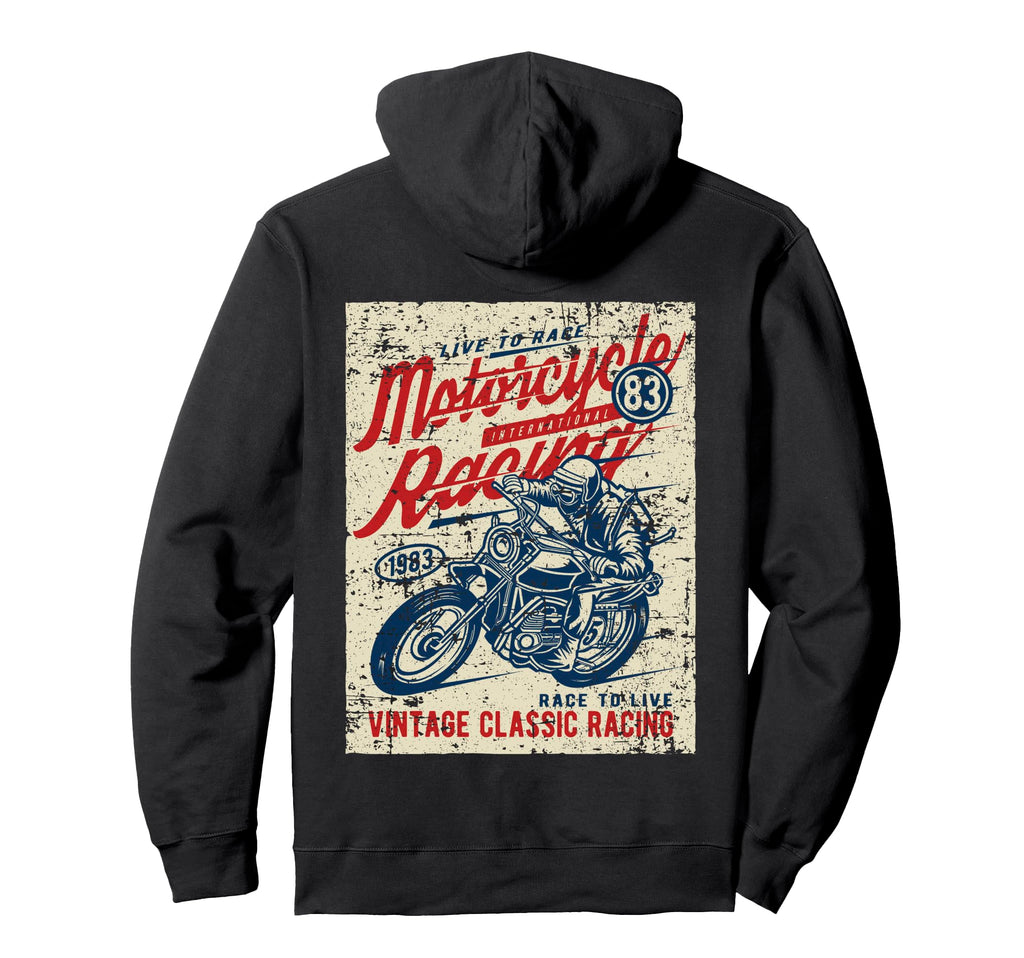 Motorcycle Racing Distressed Hoodie - Graphic Print Unisex - T-Shirt, Sweatshirt, Hoodie