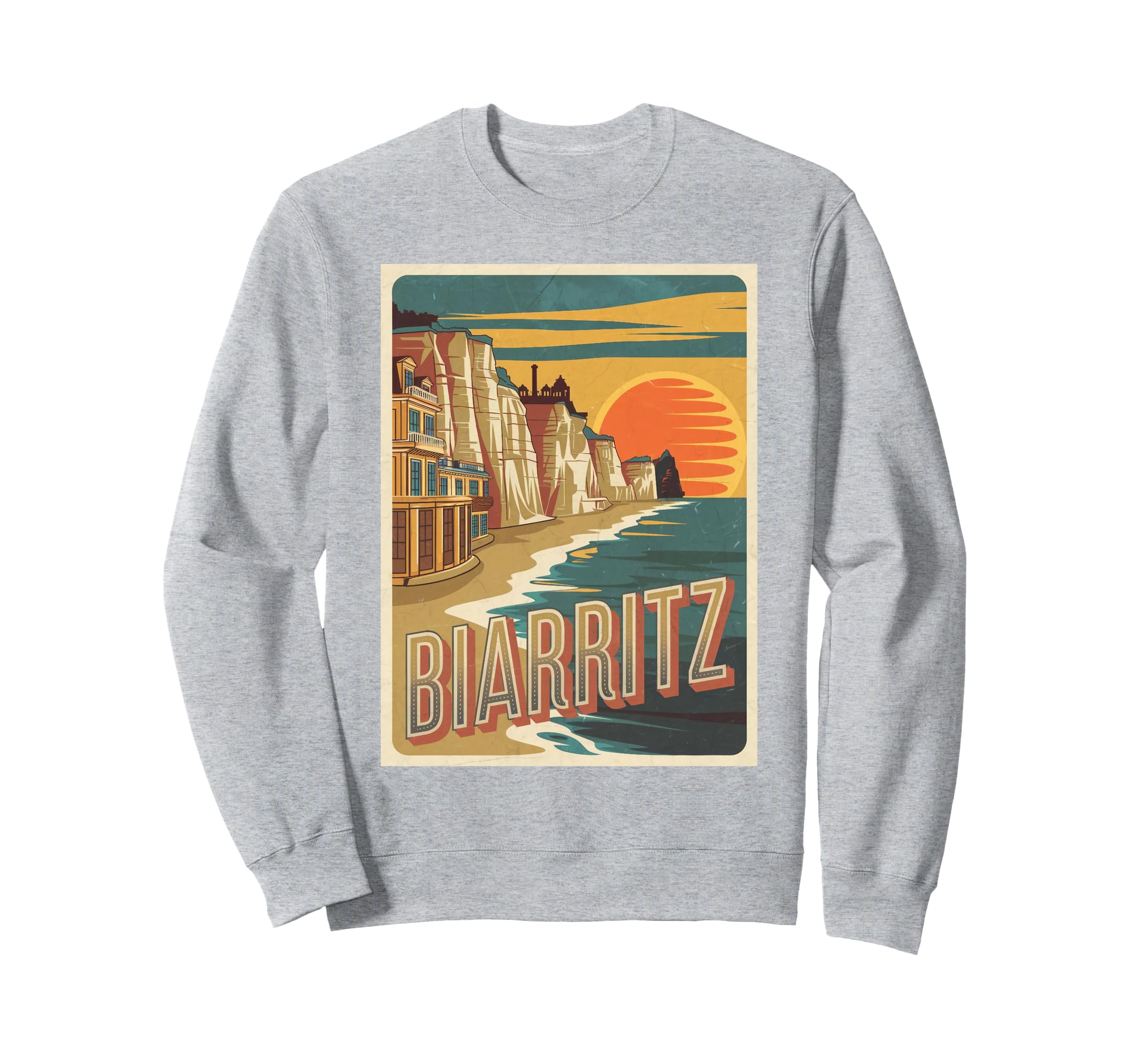 Biarritz Travel Sunset Beach Sweatshirt - Fun Novelty Design Men Women - T-Shirt, Sweatshirt, Hoodie