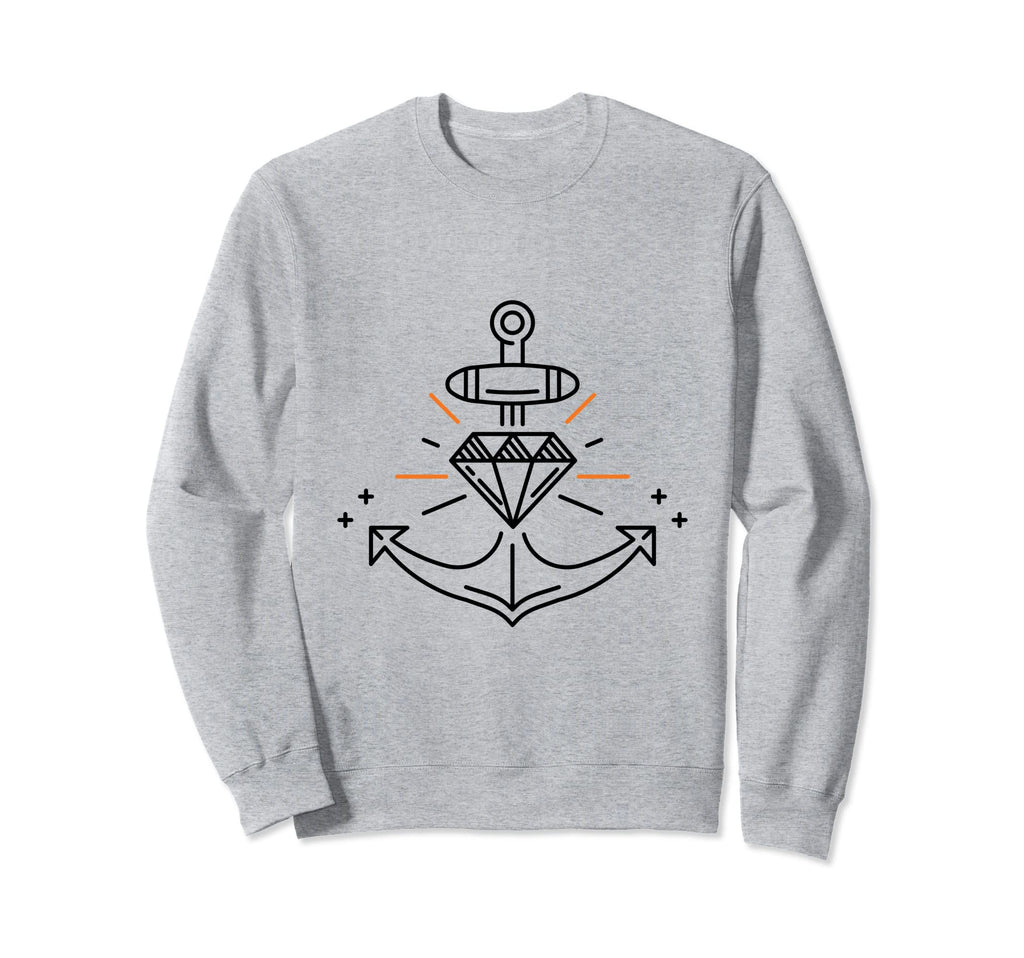 Anchor And Diamond Shape Line Art Sweatshirt - Trendy Graphic Men Women - T-Shirt, Sweatshirt, Hoodie