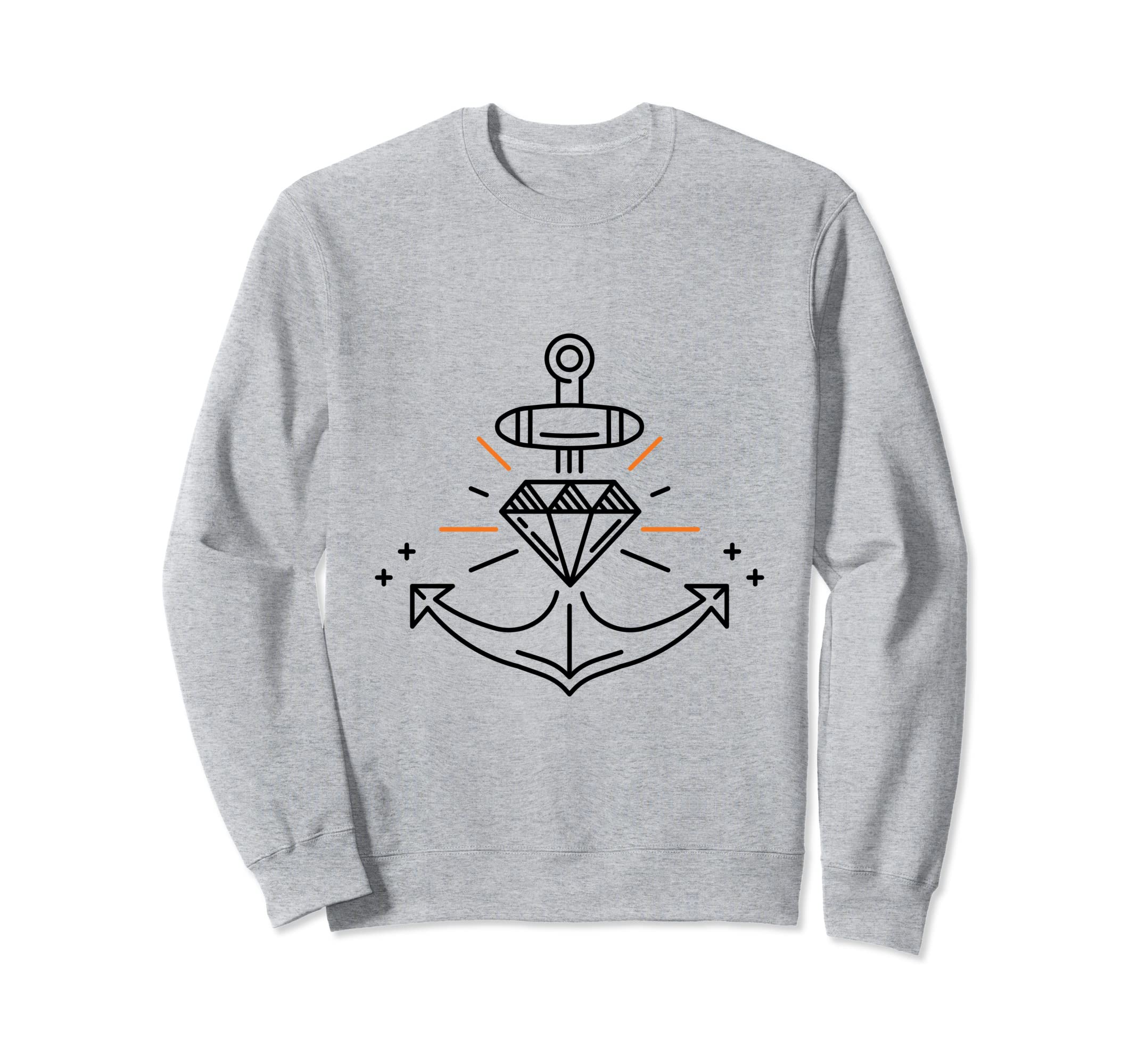 Anchor And Diamond Shape Line Art Sweatshirt - Trendy Graphic Men Women - T-Shirt, Sweatshirt, Hoodie