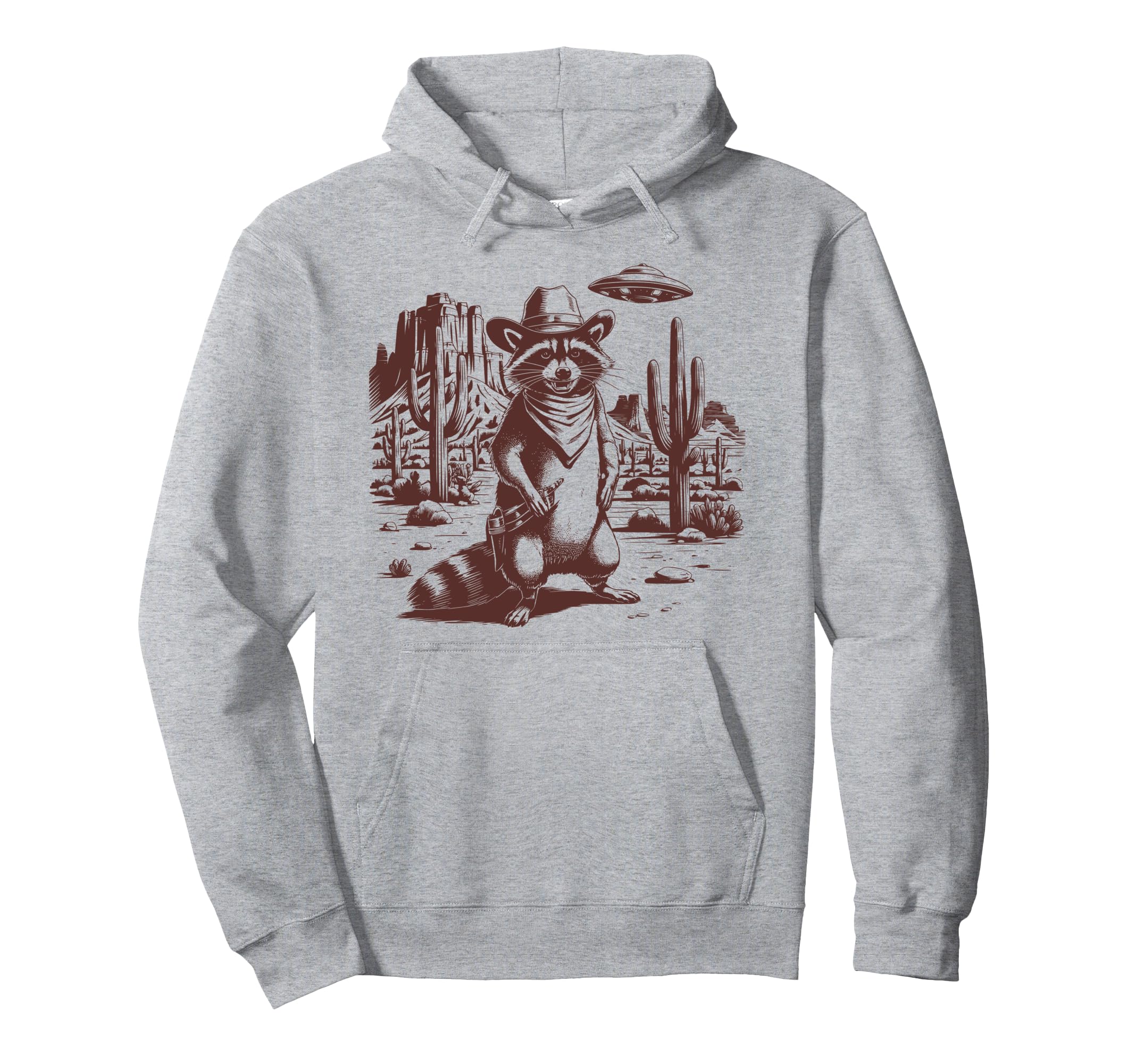 Raccoon Ufo Western Alien 90S Cowboy Hoodie - Graphic Print Unisex - T-Shirt, Sweatshirt, Hoodie